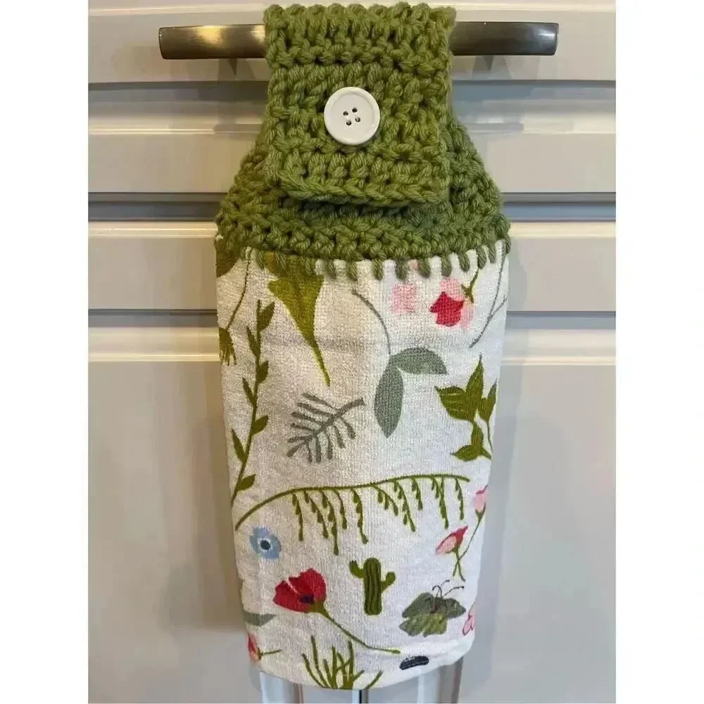 Crochet Top Kitchen Towel- Cactus Flower